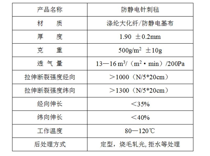 防靜電針刺氈批發